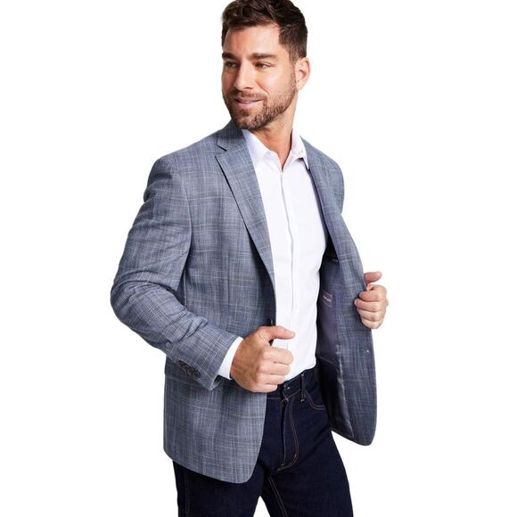 Michael Kors Mens Modern-Fit Plaid Sport Coat 36 Regular Grey - NWT $295